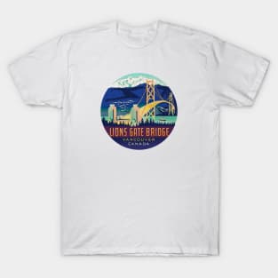 Lions Gate Bridge Vancouver Canada Vintage decal T-Shirt